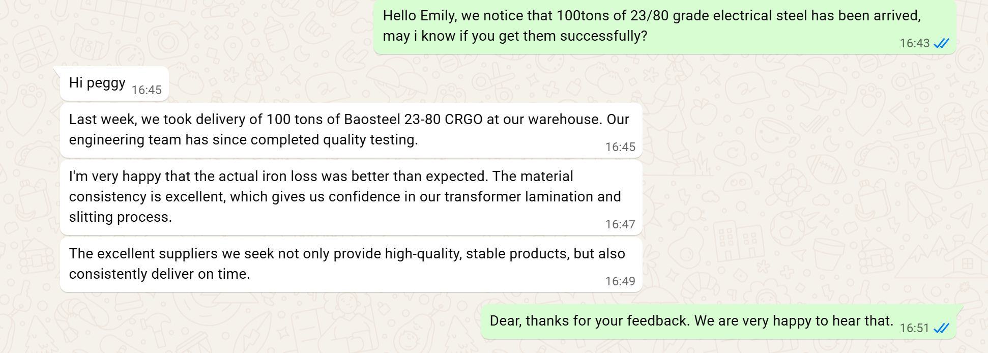 Wancheng Electrical Steel social proof screenshot